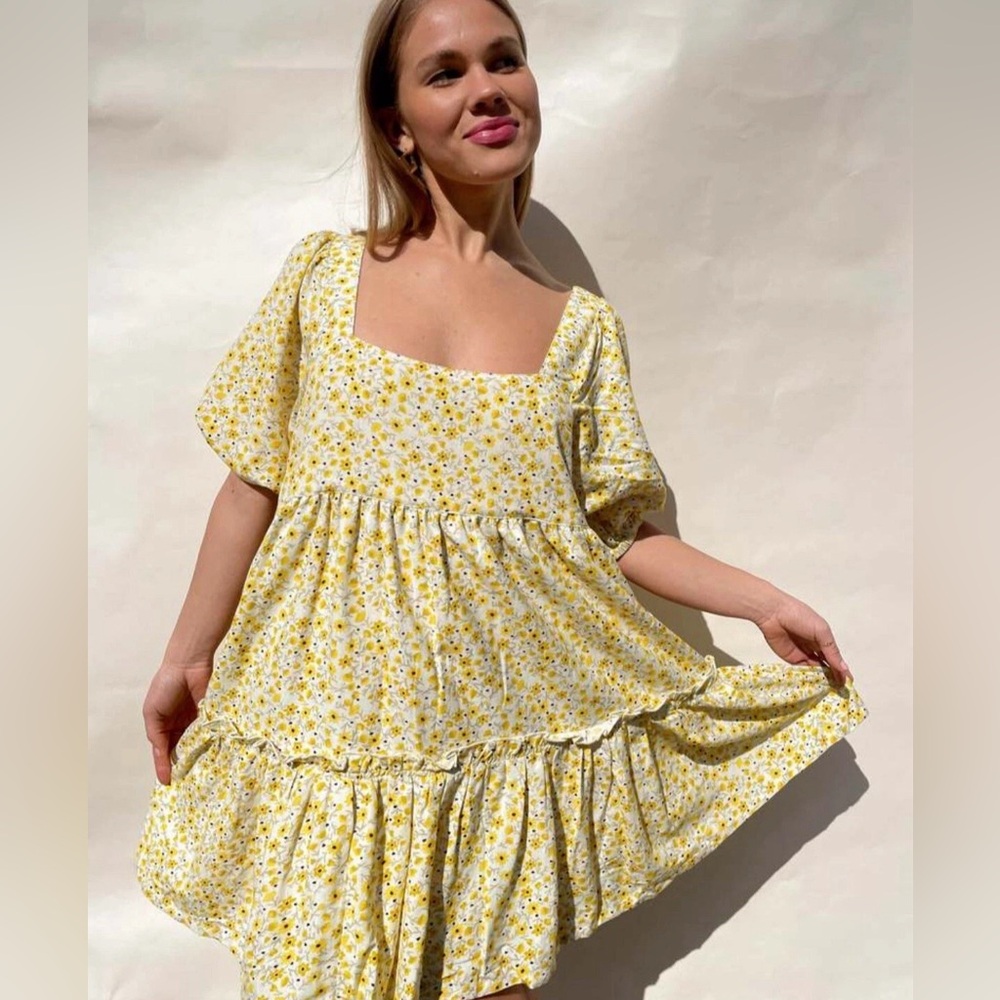 Womens Floral Boho Sun Dress St Helena Ruffle Summer Beach Sundress Daisy Small